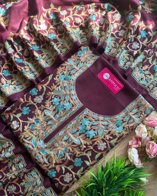 Aari work jaal woollen suit set