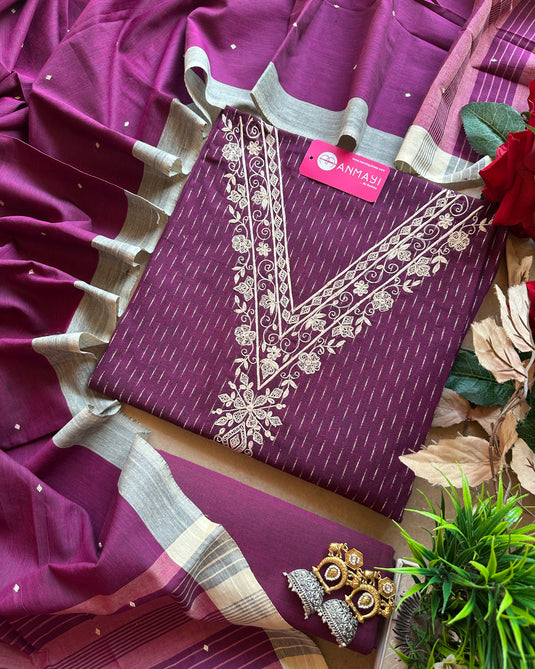 Self weave handloom cotton suit set