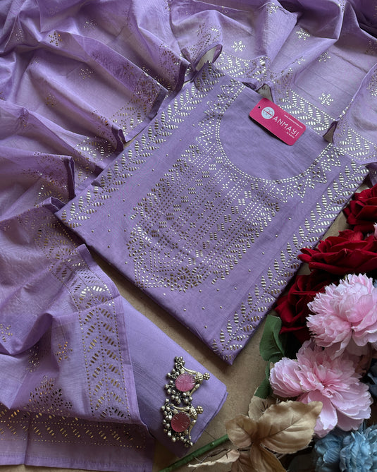 Mukaish festive Mul Chanderi suit set