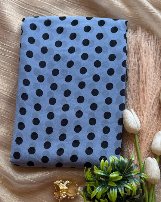 Polka dots Georgette saree with crepe blouse