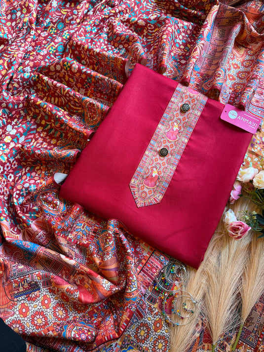 Indian digital art shawl with all over spun suit