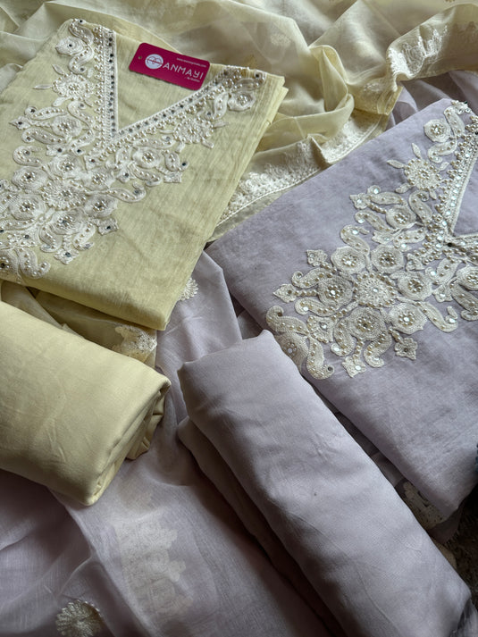 Mul Chanderi Dori mirror work suit set