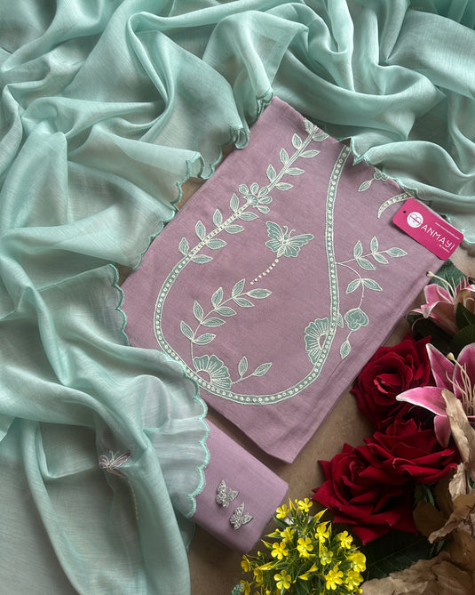 Appliqué butterfly pure mul combination suit set