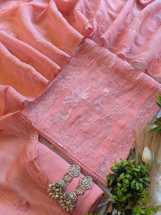 Crane habitat soft mul chanderi suit set