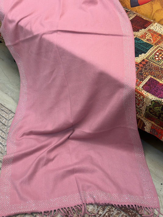 Border stone work soft self wool stole