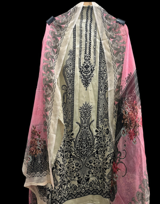 Pakistani print jaam cotton suits with pure chiffon dupatta