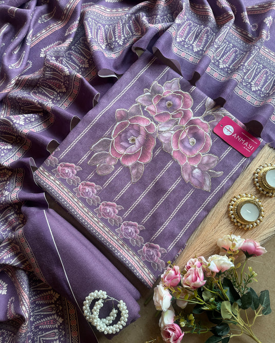 Stripy blooming flower spun suit set