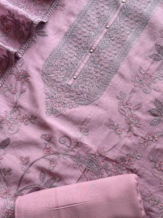 Minimal filling work Mul Chanderi suit set