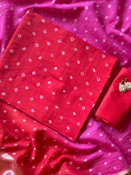 Badhani pure Mul suit set with zari weave dupatta