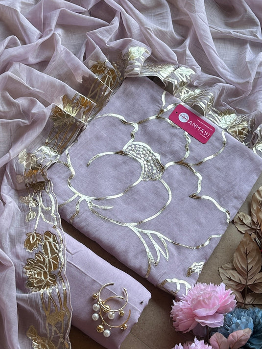 Leather work Mul Chanderi suit set