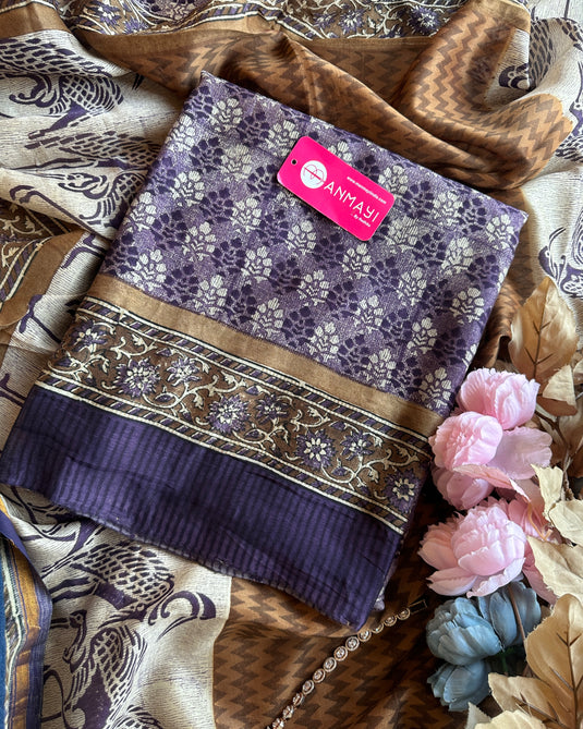 Pure Maheshwari block print suit set