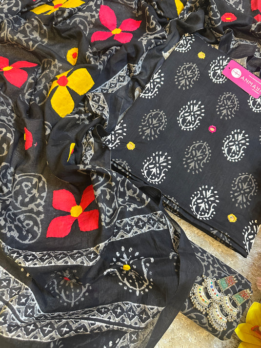 Appliqué dupatta pure cotton mirror work suit set by