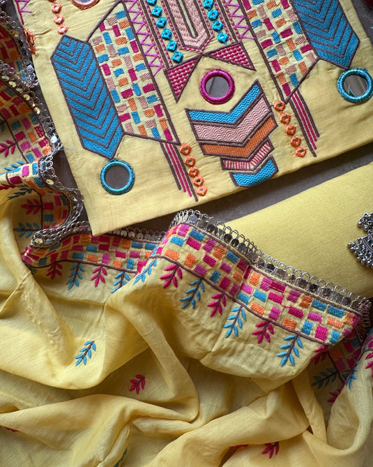 Mirror boho looks muslin suit set