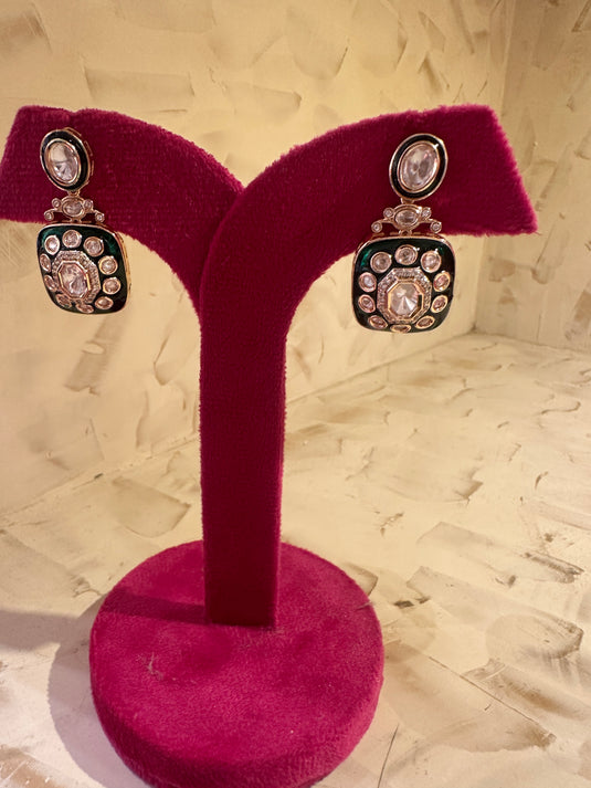 Meenakari emerald square hangings