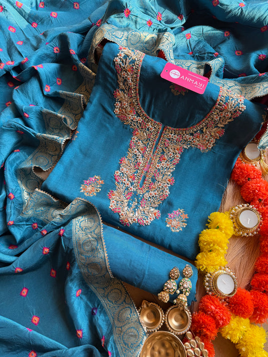 Dabka work dolla silk suit set