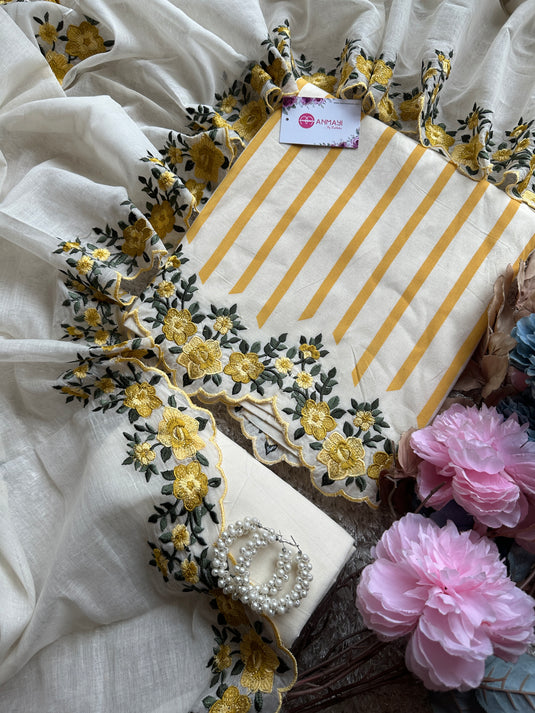 Stripes cotton Parsi work suit sets