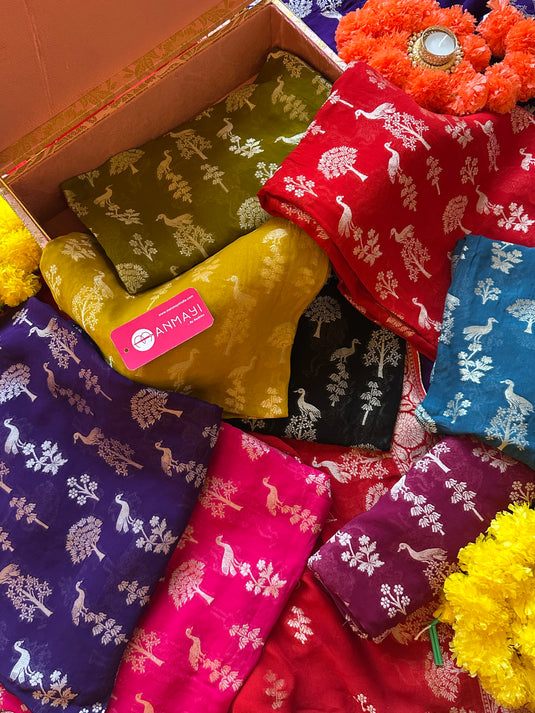 Khaddi Georgette suit set with crepe bottoms