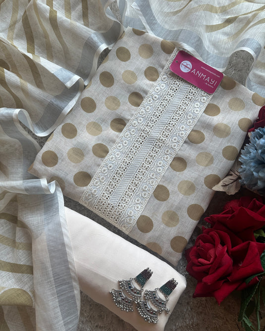 Coloured polka dots linen cotton suit set