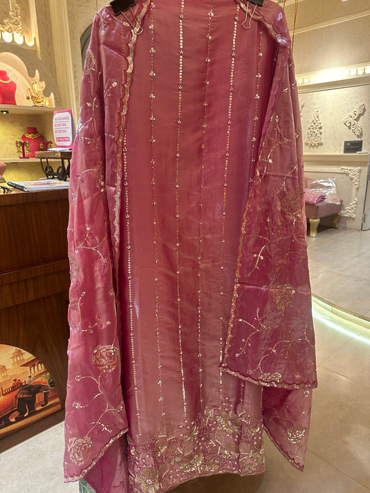 Glass tissue glossy sequins work suit set