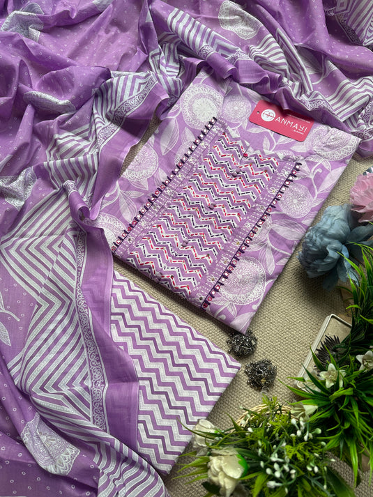 Pure cotton Jaipuri prints with knot work neck