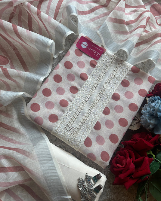 Coloured polka dots linen cotton suit set