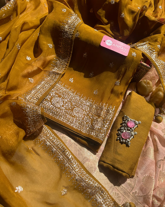 Zari work pure organza suit sets