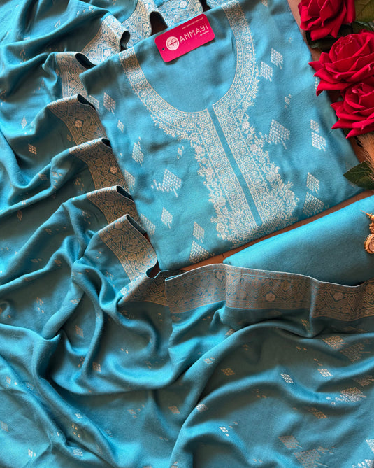 Banarasi Pashmina pine tree work suit set