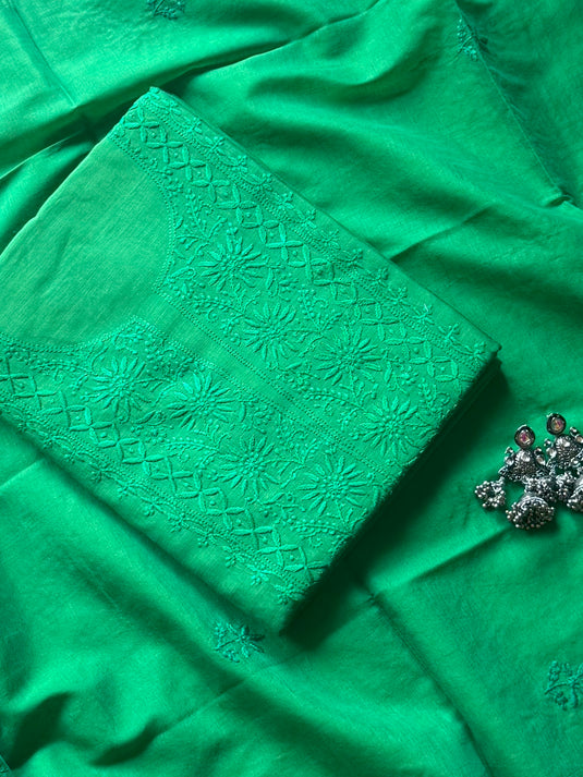 Bakhiya Chikankari pure mul suit set