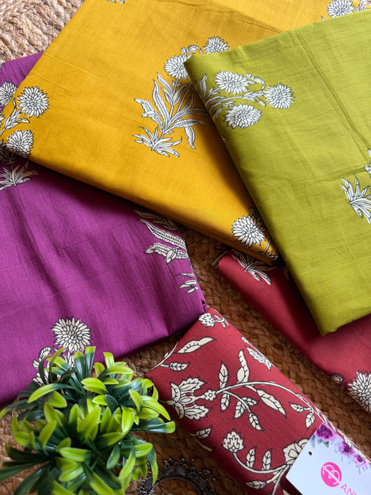 Printed guldasta fine Cambric cotton suit set with chiffon dupatta