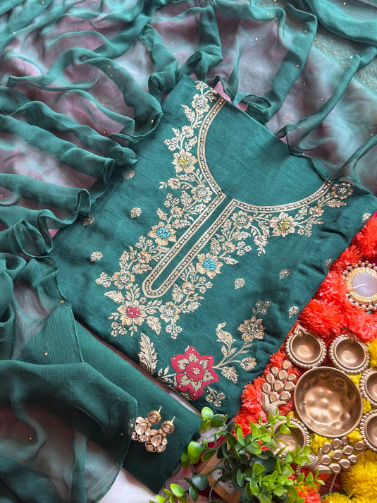 Phool aur patte dolla silk suit set