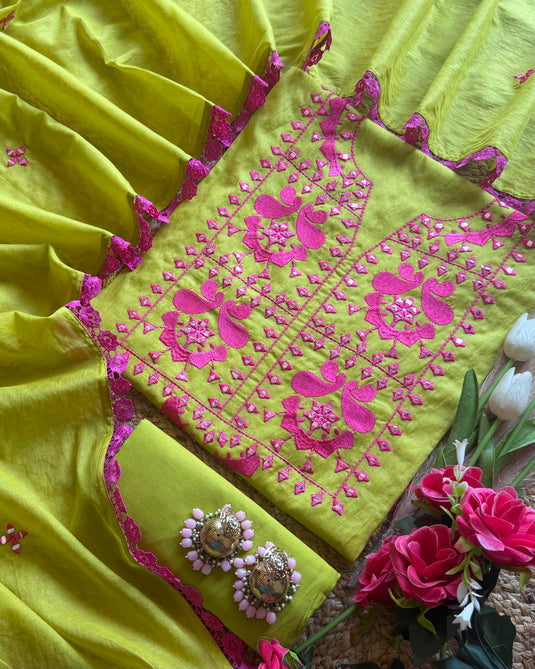 Phagun paper gotta work Mul Chanderi suit set