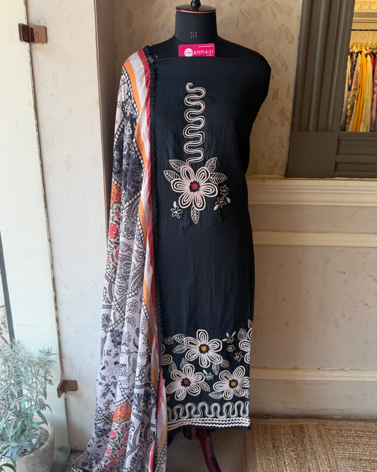 Mul Chanderi wool work suits set