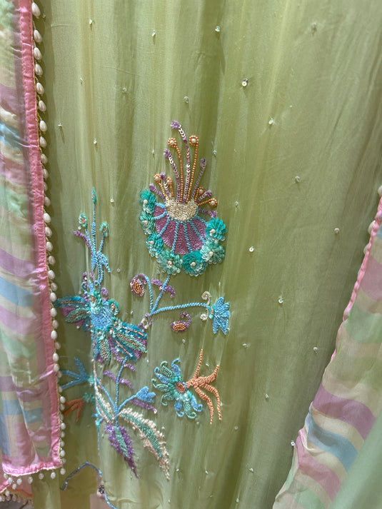 Article 25 lime green neon embroidered suit