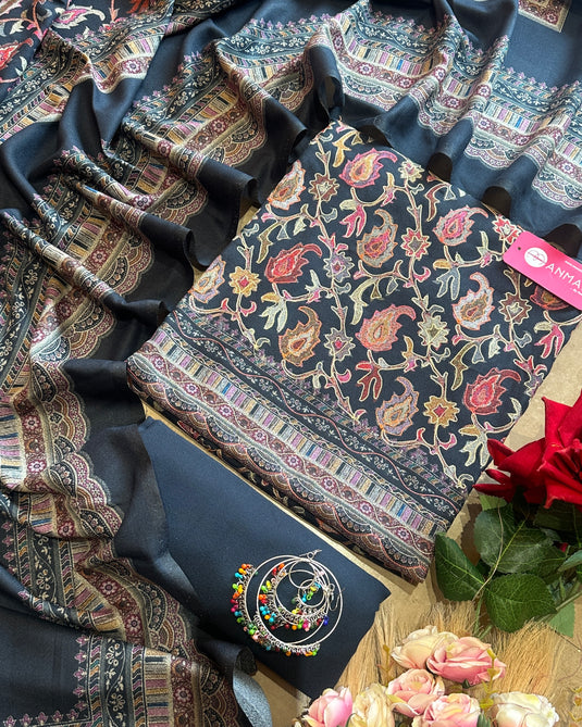 Alpine aari work outline coloured suit set