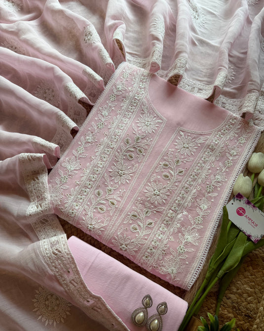Lucknawi garden panel pure mul cotton suit set