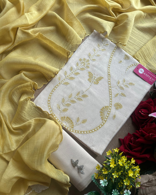 Appliqué butterfly pure mul combination suit set