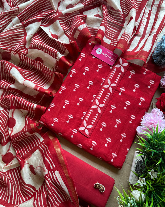 Abstract Maheshwari Cotton suit set