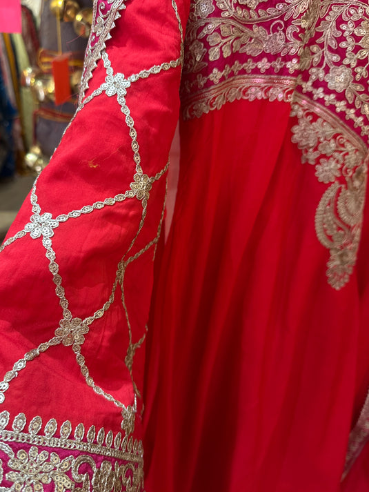 Upada silk Arabic dori neck ready to wear suit set