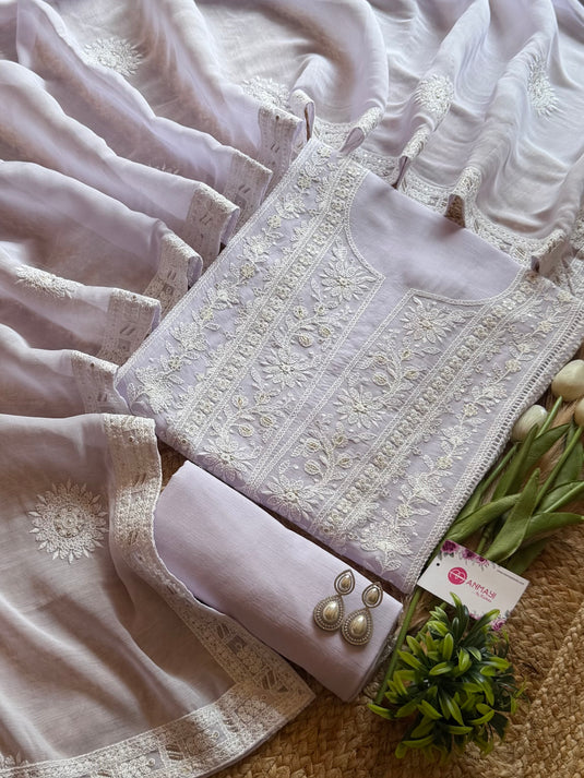 Lucknawi garden panel pure mul cotton suit set