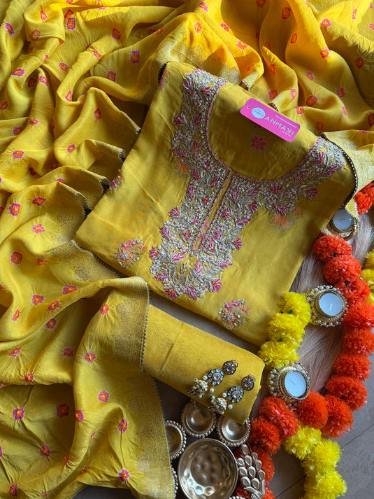 Dabka work dolla silk suit set