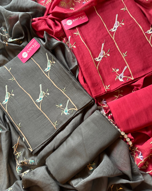 Pure mul chidiya pattern suit festive suit set