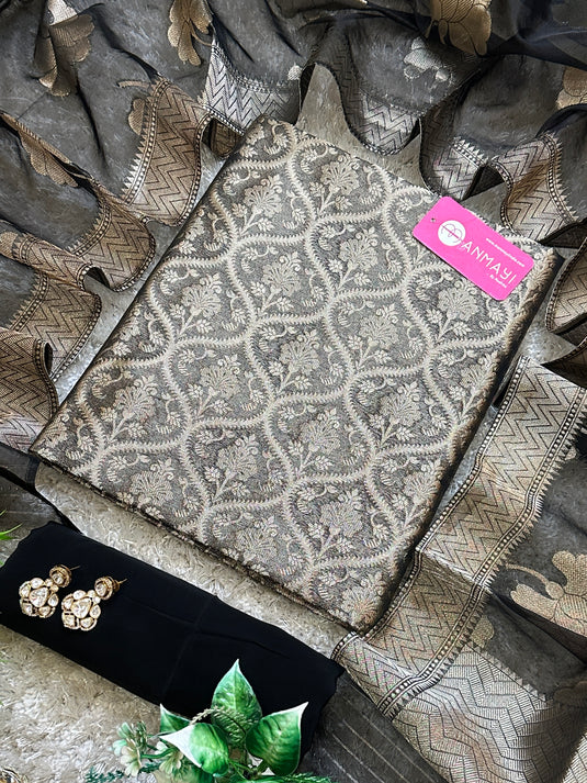 Pure brocade silk suit set with banarasi organza dupatta