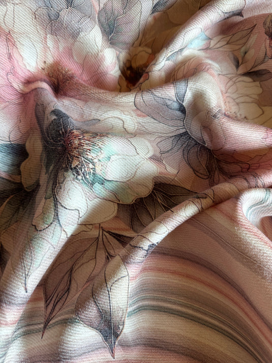 Pastel highlighted floral soft spun suit set