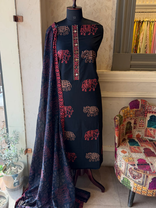 Black elephant Cambric cotton suit
