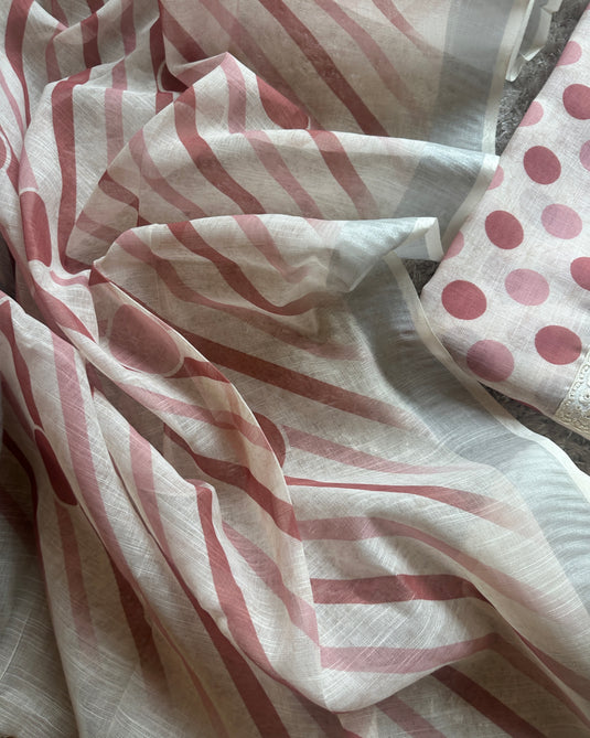 Coloured polka dots linen cotton suit set