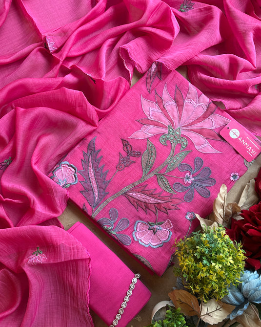 Appliqué work pure mul suit set