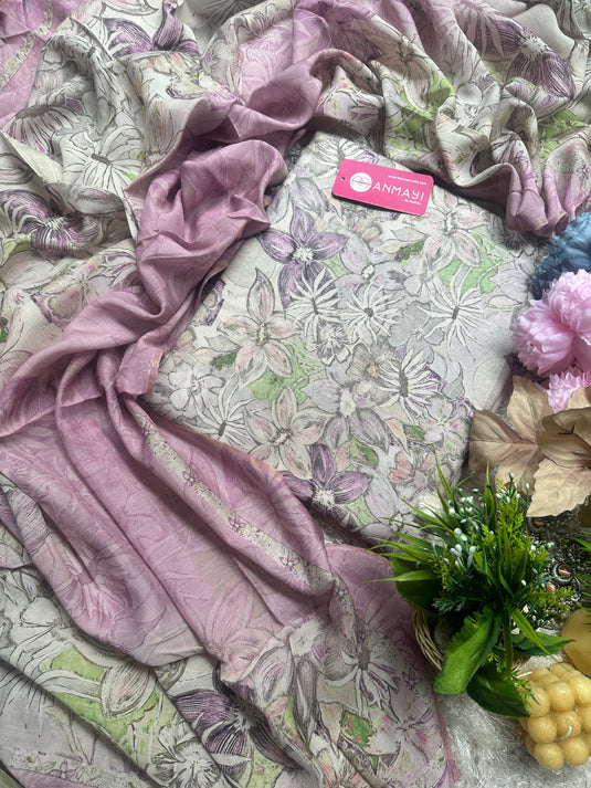 Dual Shaded alpine wool suit with Muslin Dupatta