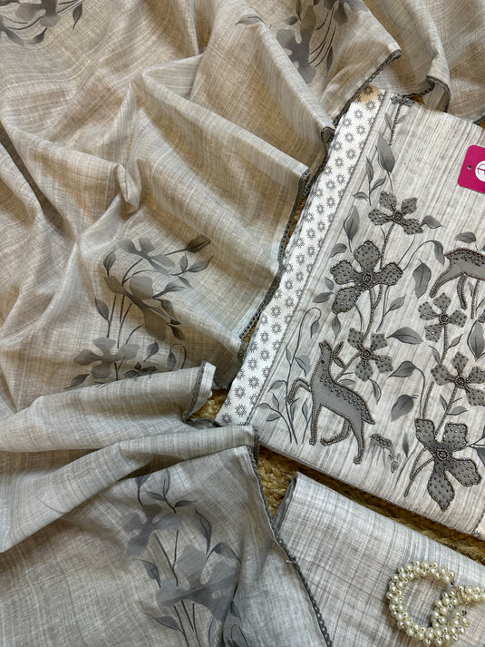 Deer print highlight mul cotton suit set