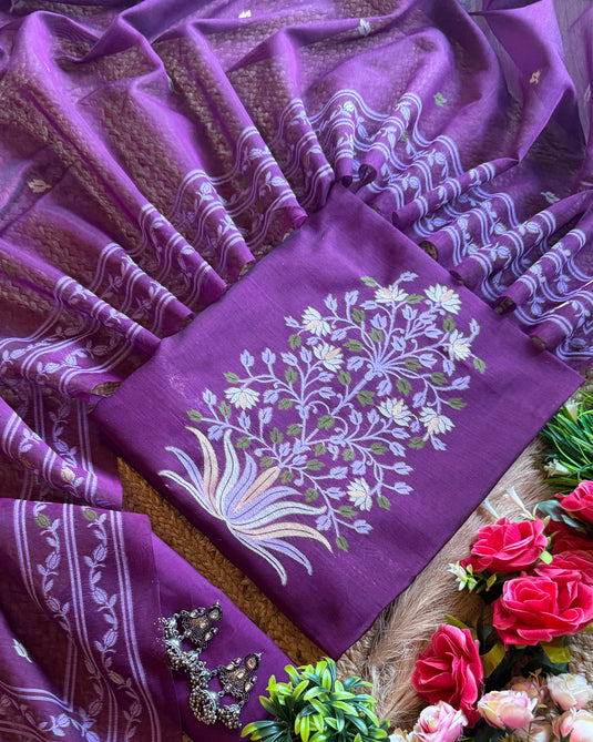 Jamdani Guldasta cotton silk suit set