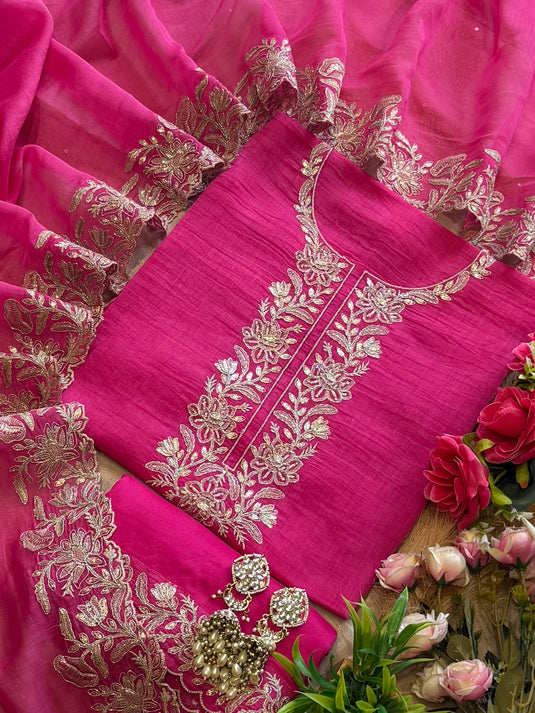 Golden Dori work pure mul cotton suit set